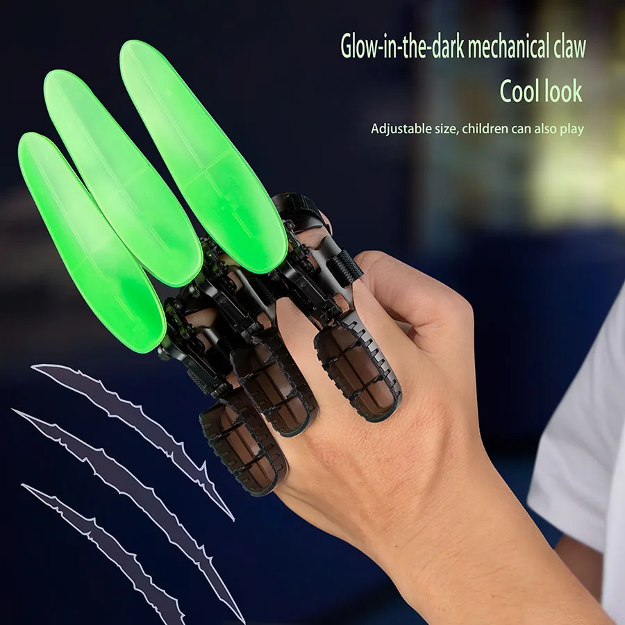 Kids DIY retractable glow-in-the-dark Wolverine claw mechanical claw Creative decompression toys outdoor party boys and girls gi