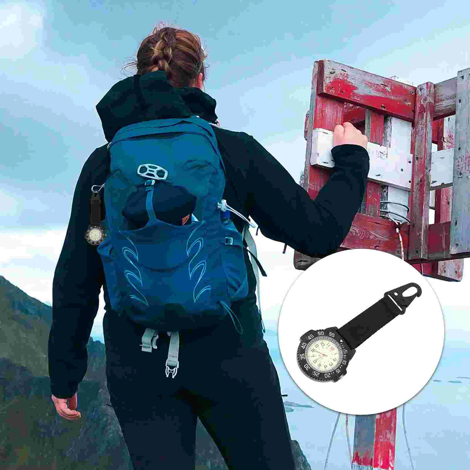 Sports Pocket Watch Watches Hanging Hiking Backpack Clip Carabiner Glass Backpacker Miss Outdoor