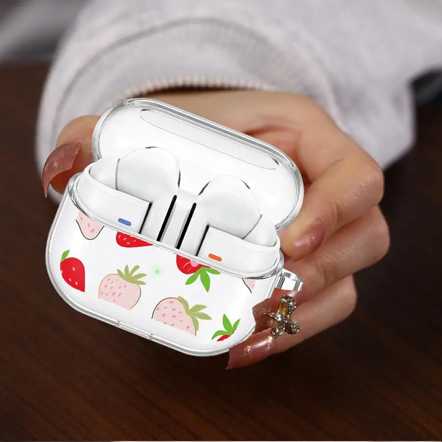 Cartoon Pineapple Strawberry Case For Samsung Galaxy Buds 3Pro 3 FE 4Pro 4 Pro 2 Live Clear Earphone Cases Cover