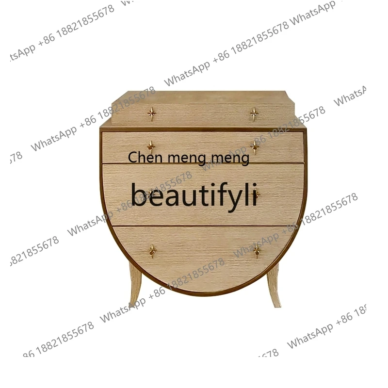 

Log porch cabinet light luxury semi-round American partition cabinet locker solid wood simple decorative cabinet H