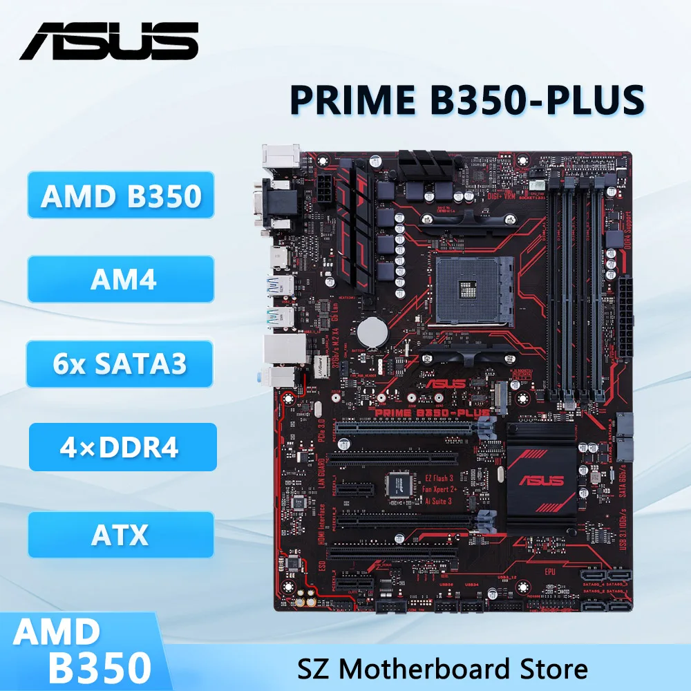 Asus PRIME B350-PLUS AMD B350 マザーボード AM4 DDR4 64 GB M.2 HDMI