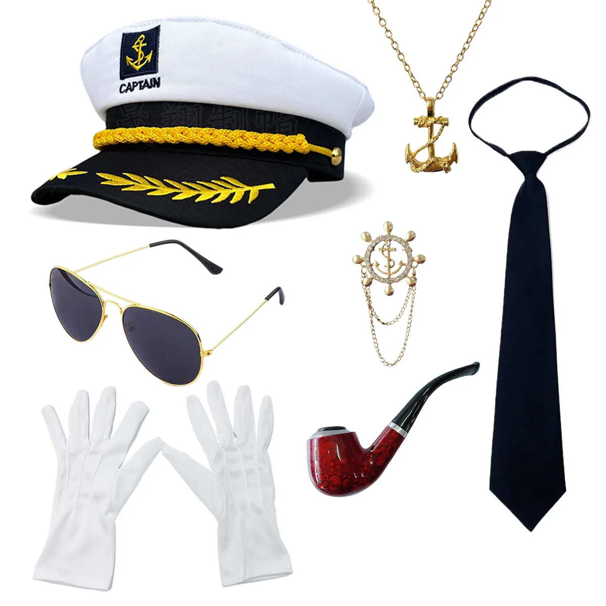 Festival Party Cosplay Marine-Kapitän Verkleidungs-Kostüm Zubehör Matrosen-Rollenspiel Hut-Set – Detail 23