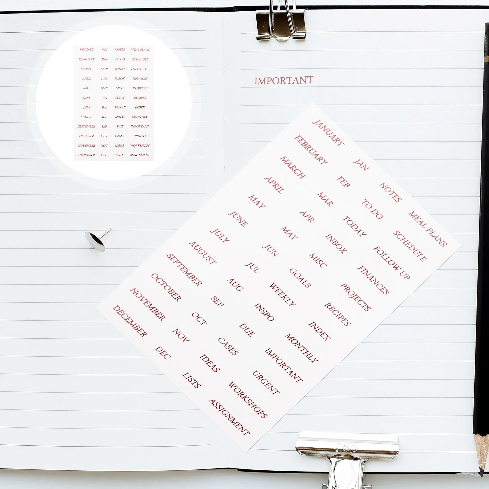 

4 Sheets Gilding Scrapbook DIY English Monthly Stickers PVC Stationery Stickers for Diary Photo Frames Gilding DIY Sticker