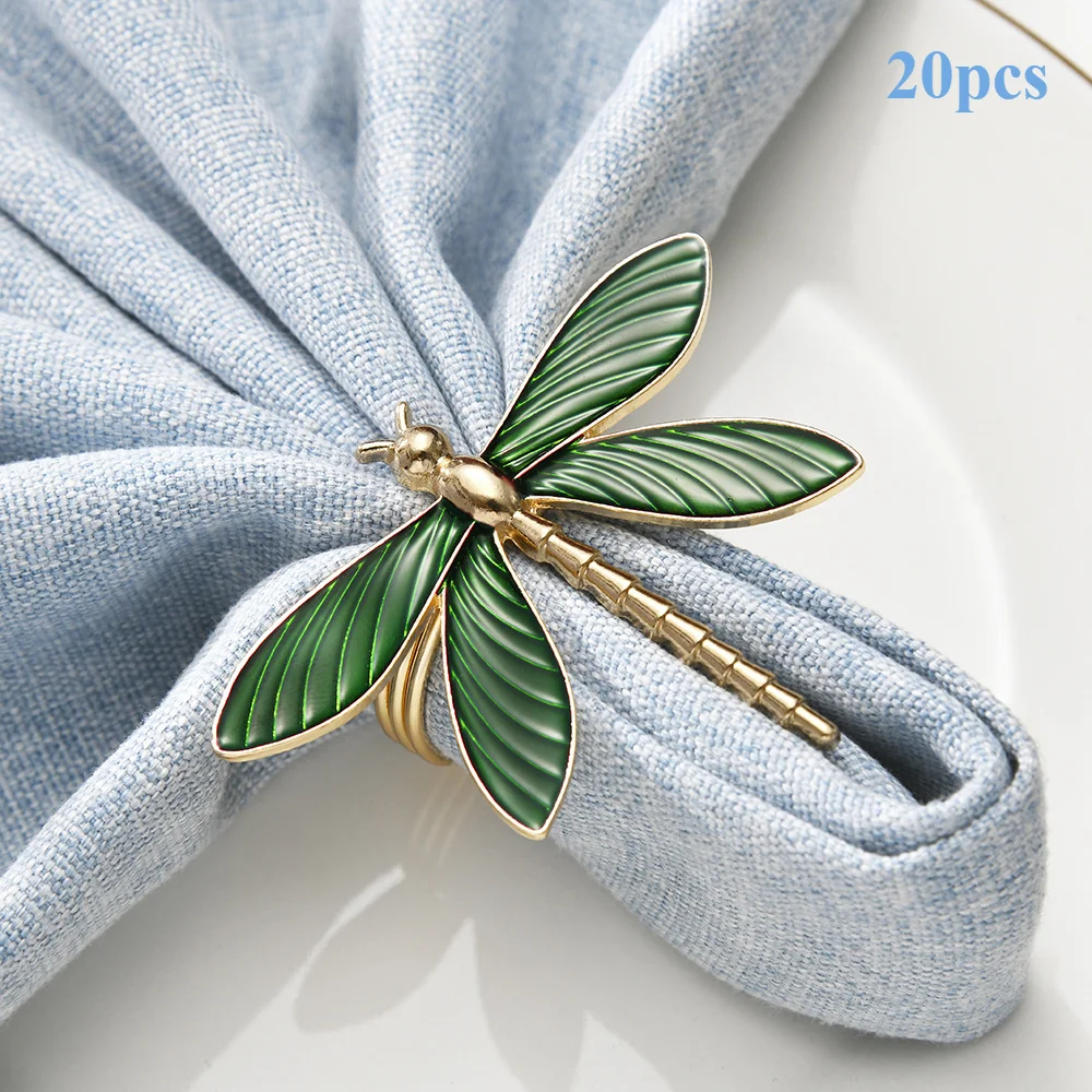 1-20PC Napkin Rings Dragonfly Shaped Premium Sturdy Minimalist Table Centerpiece Wonderful for Wedding Banquet Home Dining Event