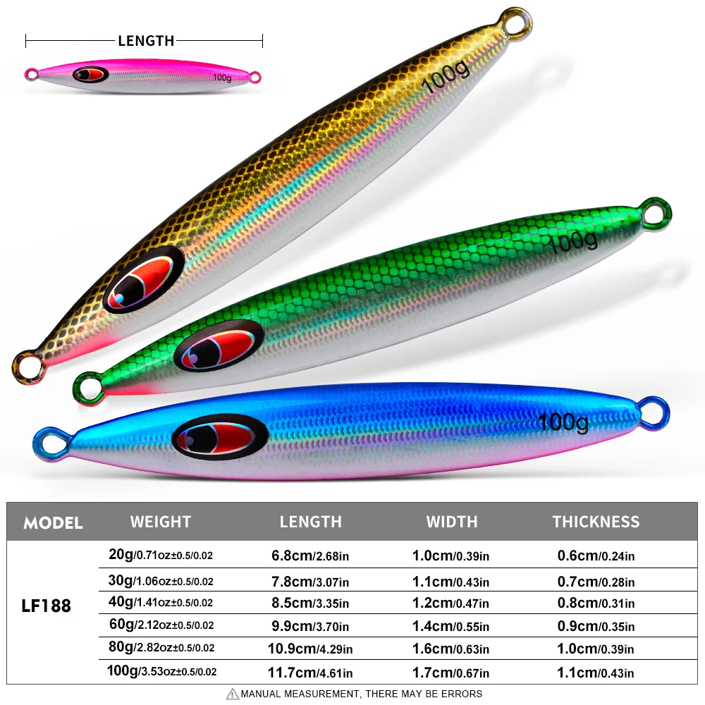 Proberos 20g 30g 40g 60g 80g 100g Sea Fishing Bait Sinking Long Casting Jigging Fish Shore Casting Slow Rocking Jigging Lure