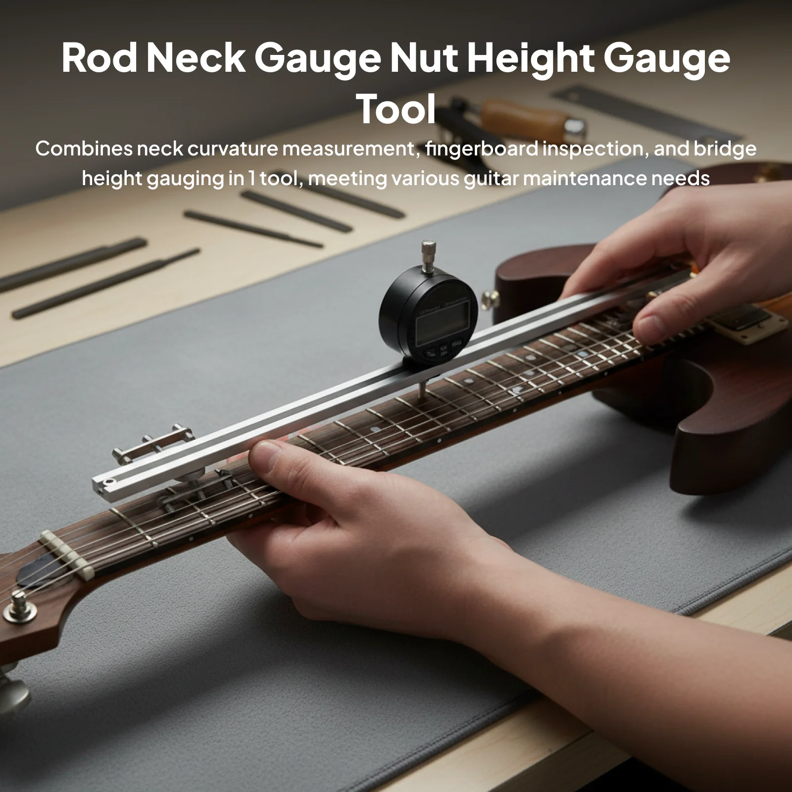 Rod Neck Gauge Silver Guitar Neck Curvature Setup Tool Accessories for Electric Acoustic Guitar Maintenance