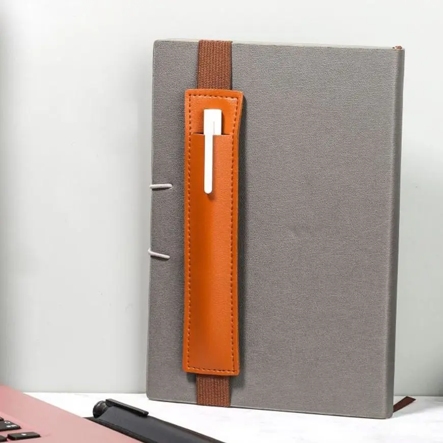 1PCS PU Leather Elastic Buckle Pencil Case Book Notebook Pen Clip Portable Lightweight Pen Holder Office School Accessories