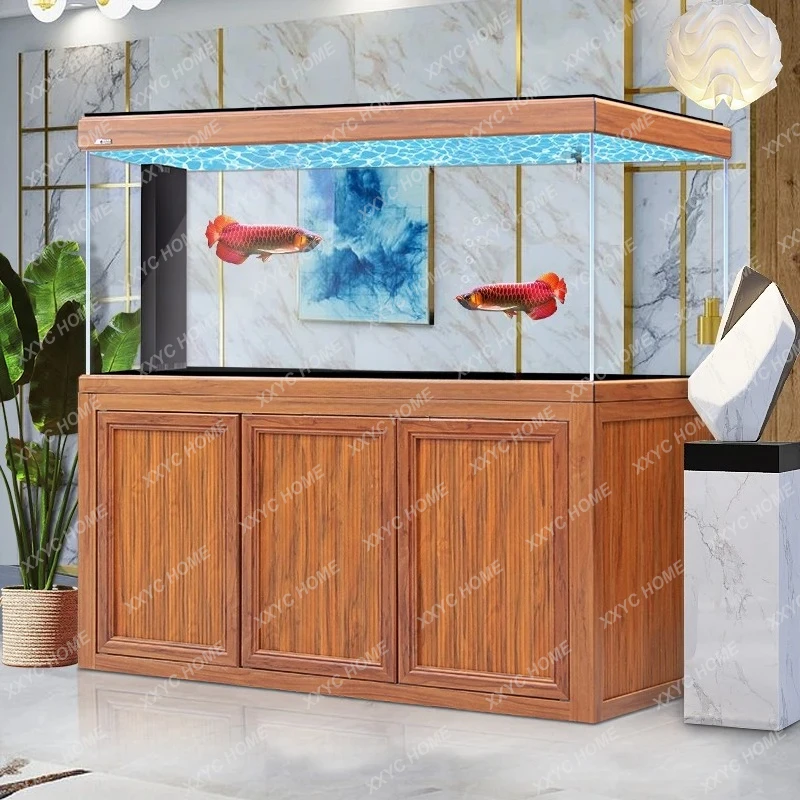 Professional-grade arowana tank living room large floor aquarium partition bottom filter 2024 new light luxury fish tank