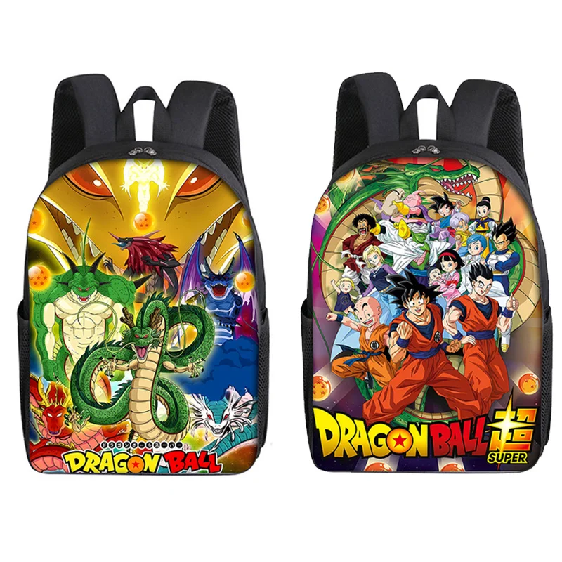 Dragons ball 16 polegada mochilas escolares para meninos meninas anime crianças mochila grande capacidade zíper mochila presente