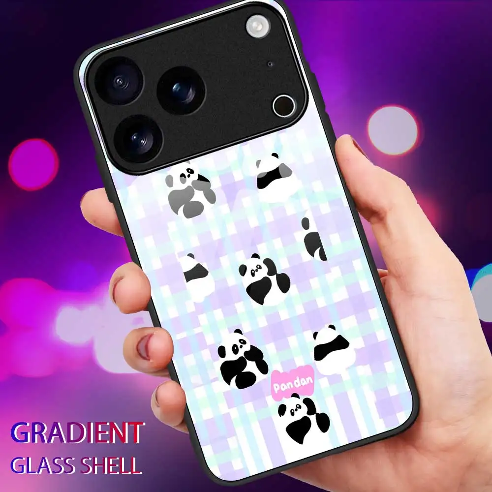 الباندا متقلب جراب هاتف آيفون 17 برو ماكس 17 الهواء 16 15 14 برو ماكس زائد 13 12 11 برو ماكس 16e XS ماكس XR X 7 8 غطاء زجاجي