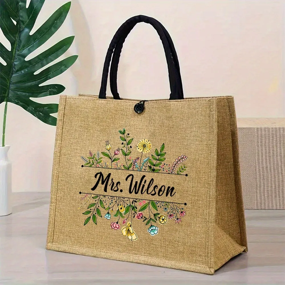 

Льняная сумка-тоут с индивидуальным именем, стильная пляжная дорожная сумка с застежкой-пряжкой, подарок на день рождения, праздник, свадьбу, День матери, выпускной, для медсестры