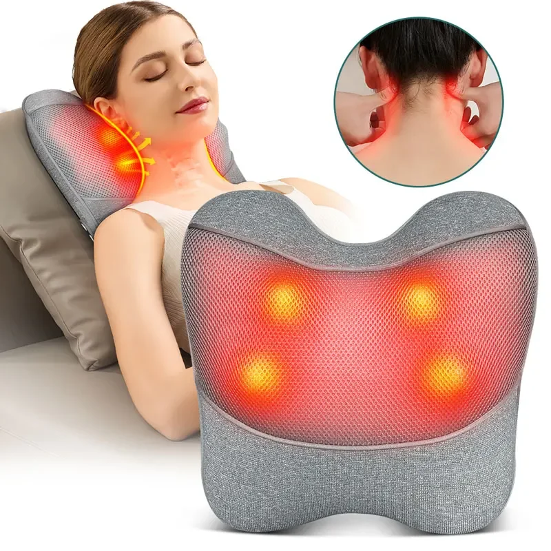 

Massage Pillow With Heat Deep Tissue Kneading Electric Massage For Back Shoulder Legs Foot Muscle Relax
