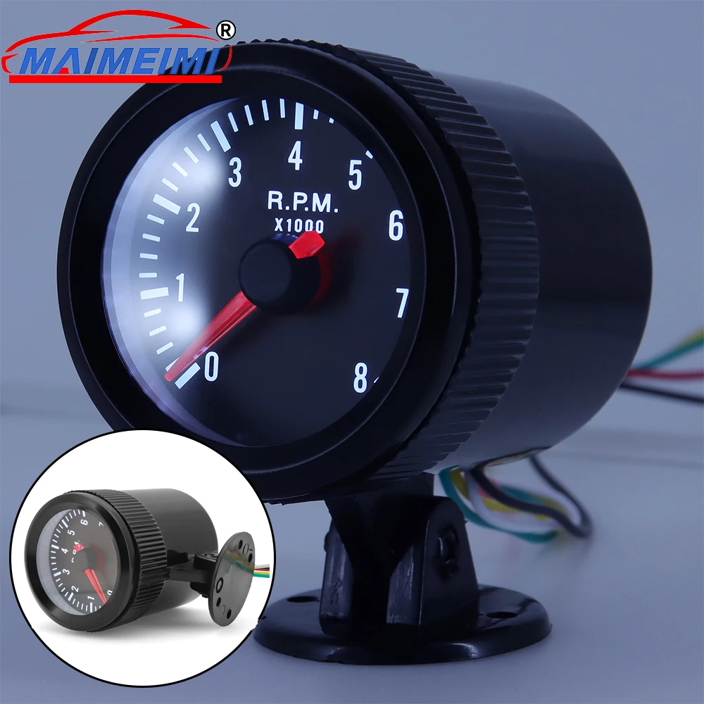 

52MM Auto Tachometer 0-8000RPM with White LED Gauge Digital pointer instrument for 1-8 Cylinders