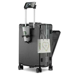 Valise avec Cadre en Aluminium à Ouverture Frontale, Porte-Gobelet USB, Support de Téléphone, Cabine Electrolux, Sac de Voyage Unisexe