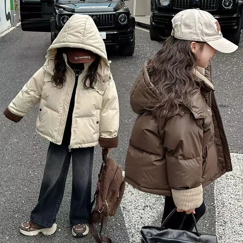 Girls' Down Cotton Jacket Winter 2025 New Fashionable Medium and Large Children's Thick Cotton Jacket Outcoat 120-170CM
