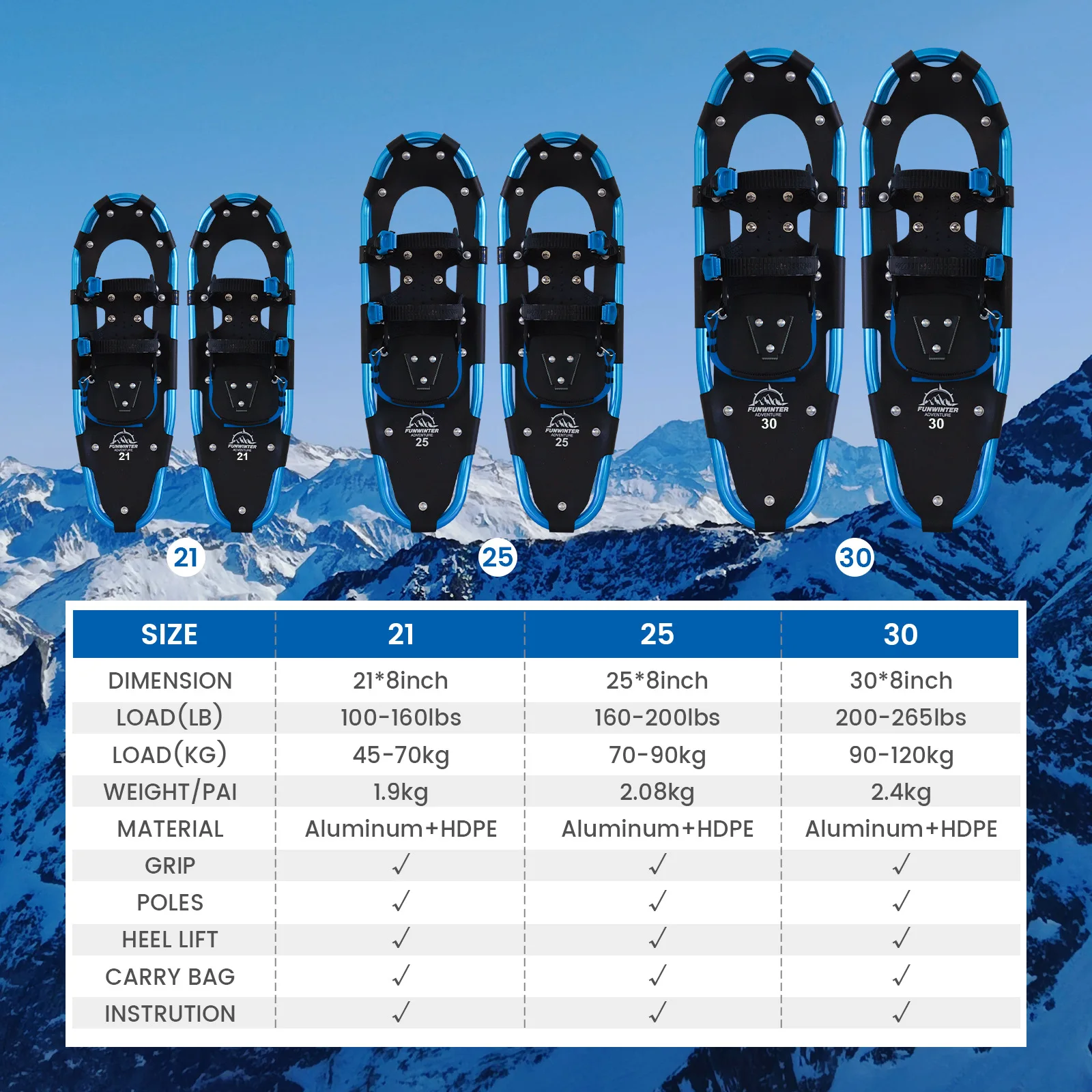 SnowboardingOutdoor Snow Climbing Mountain Equipment SnowshoesAluminum Alloy Anti-slip Adjustable Hiking Shoes