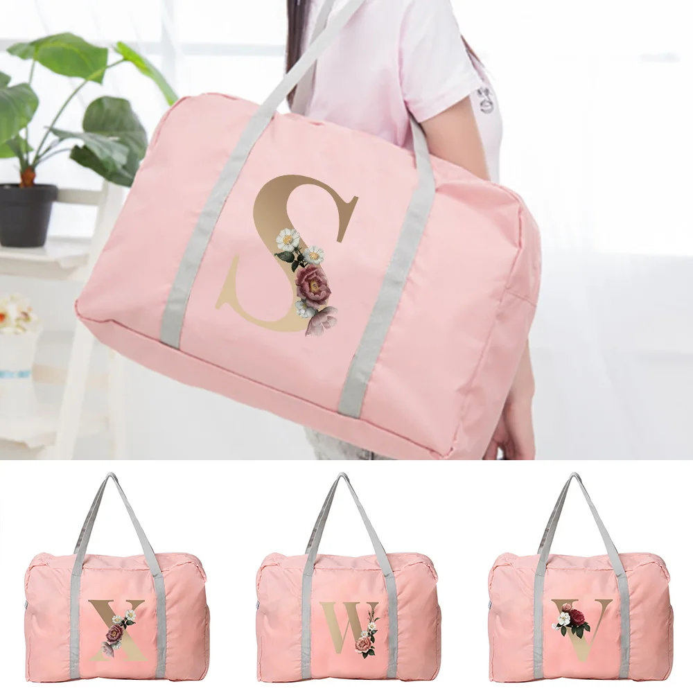 

Handheld Travel Bag Gold Pattern Printing Series Unisex Lightweight Large Capacity Essential for Holiday Outings Organizer