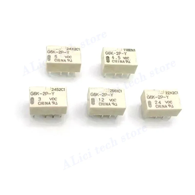 5-10 Pçs/lote G6K-2P-Y-3VDC G6K-2P-Y-5VDC G6K-2P-Y-12VDC G6K-2P-Y-24VDC DIP-8 3V 5V 12V 24V Dois relés de sinal abertos e dois fechados