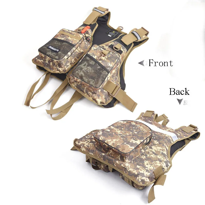 Digital Camouflage Buoyancy Vest Lure Fishing Life Jacket Detachable Buoyancy Cotton Outdoor Camping Oxford Clothes with Pockets