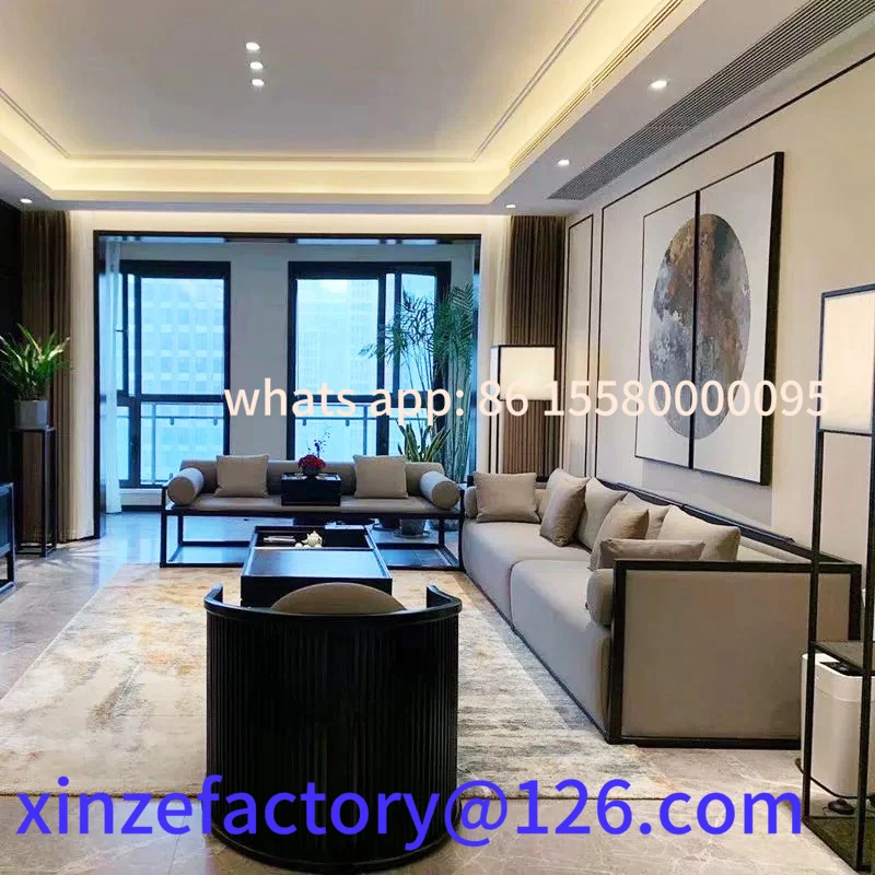 

Customizable zen villa living room chicken wing wood sofa furniture