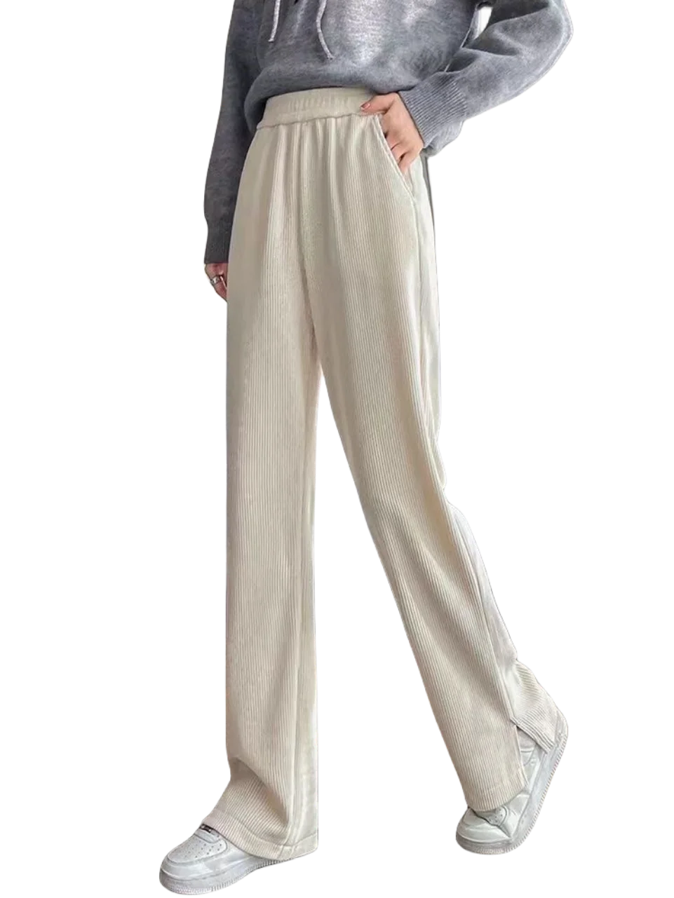 Fce doublé pantalon à jambes larges étroites Euro coton velours Micro pantalon décontracté évasé pour les femmes hiver nouveau Sle trajet Sle