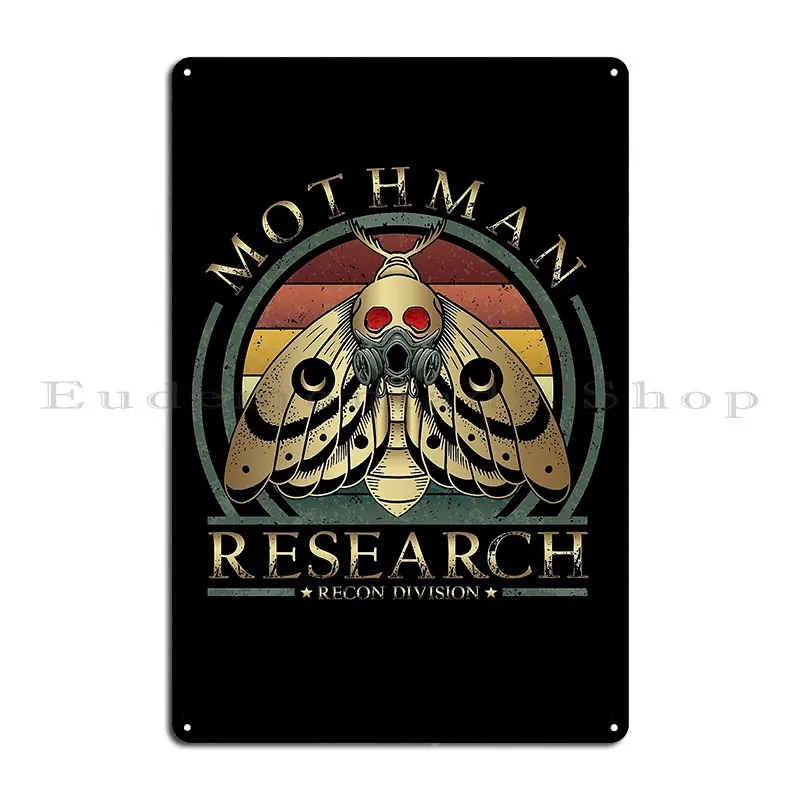 Mothman Research Recon Division Unique Military Style Retro Badge Metal Sign Club Party Club Designer Tin Sign Poster