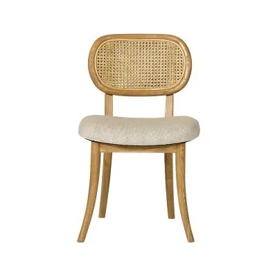 Rattan weaving solid wood fabric rattan art homestay home upholstery backrest leisure book chair