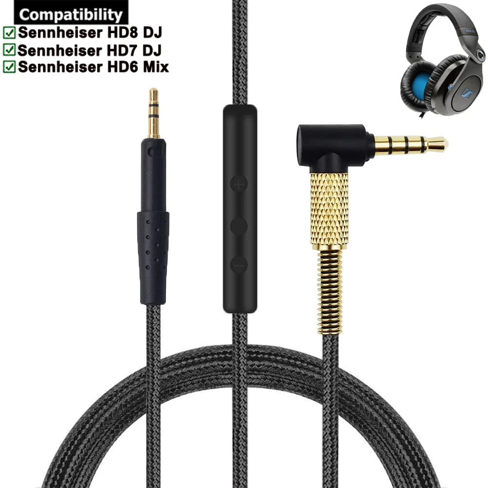 OFC сменный нейлоновый Плетеный Aux 3,5 мм кабель удлинитель для наушников Sennheiser HD6 Mix HD7 HD8 DJ