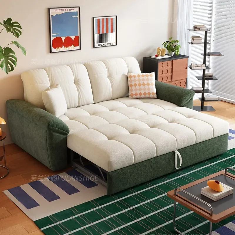 New Multi-functional Foldable Sofa Bed with Integrated Storage for Small Apartment Fabric Two-in-one Dual-purpose Couch