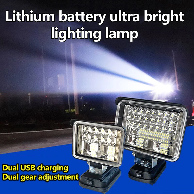 1 قطعة المزدوج USB قوة البنك لماكيتا بطارية ليثيوم أضواء الطوارئ 2-7 بوصة عدسة كبيرة سيارة LED العمل ضوء المصباح الشعلة #2