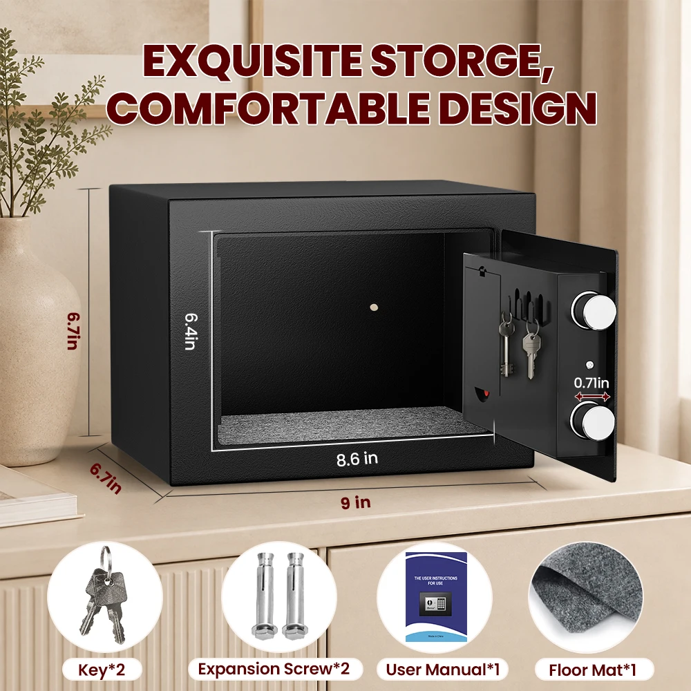 Digital Heavy Anti-Theft Safe,Equipped With An Electronic Combination Lock And Two Spare Keys, Along With a Key Hook, a Felt Pad, And Two Mounting Screws,Ideal For Storing Cash, Documents, And Valuables, And Makes a Great Gift For Children’s Day.