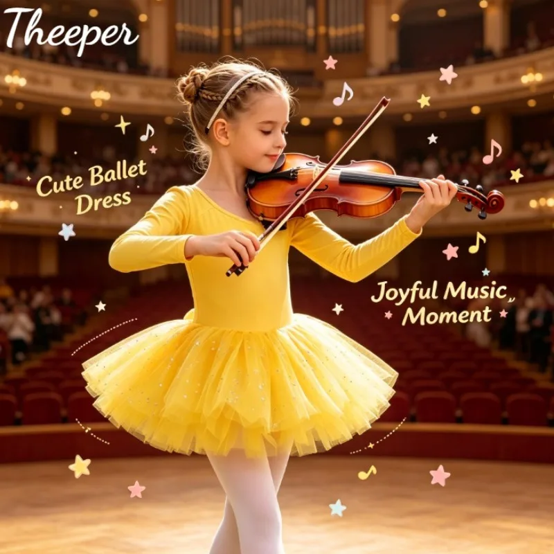 

Cotton Long Sleeve Ballet Leotard Tutu Dress Soft Breathable Dance Outfit Autumn Daily Wear Professional Dance Training Costume