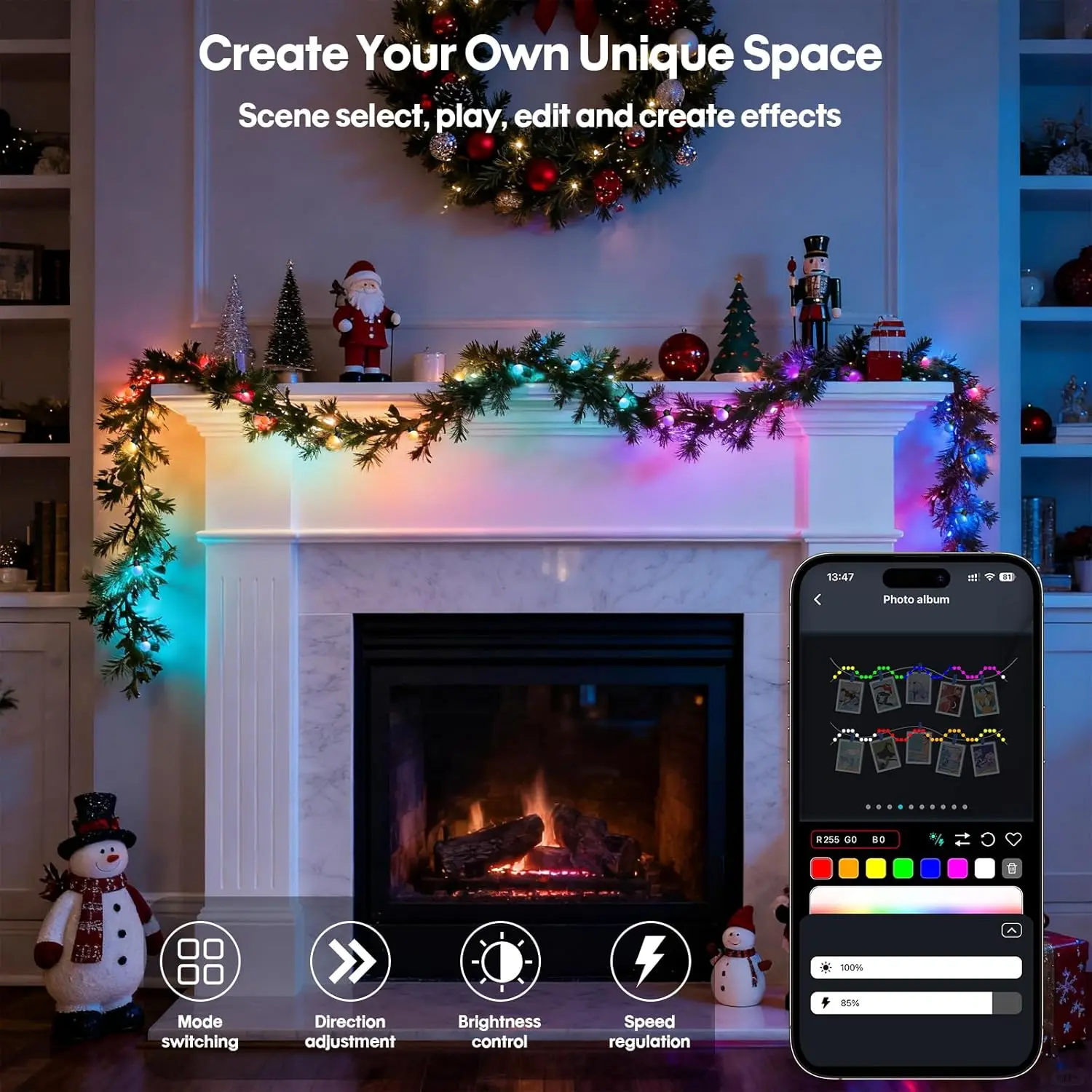 الذكية غلوب سلسلة أضواء 5/10 متر RGB اللون تغيير LED سلسلة الجنية أضواء التطبيق وجهاز التحكم عن بعد لحديقة حفلة زينة عيد الميلاد #5