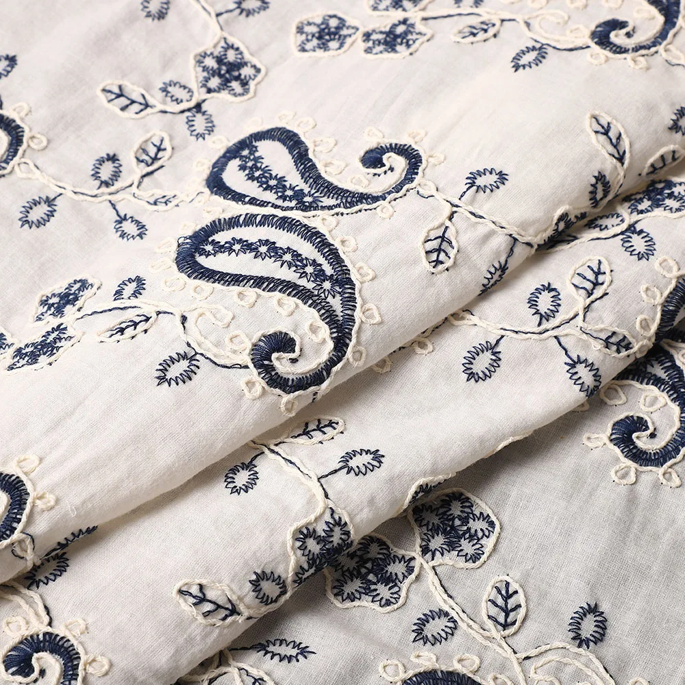 

Cotton rope embroidery milk silk 3D flower embroidery fabric children's dress curtain tablecloth handmade DIY fabric