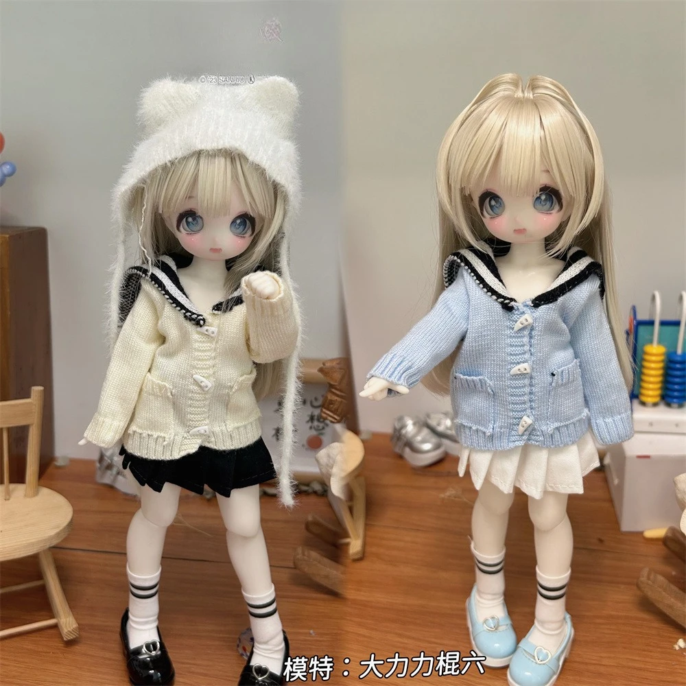 BJD doll clothes suitable for  1/4  1/6 size Knitted sailor suit college style clothes set doll accessories (3 points)