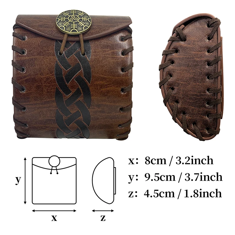 Medieval Small Square Bag Nordic Viking Style Retro Waist Bag Men Crossbody Bags Square Coin Purse Storage Bag Cosplay Props