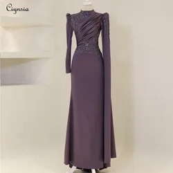 Ciynsia Abendkleider Long Sleeve Evening Dresses Women Elegant Wedding Guest Dresses for Women Mermaid Beaded Formal Prom Gown