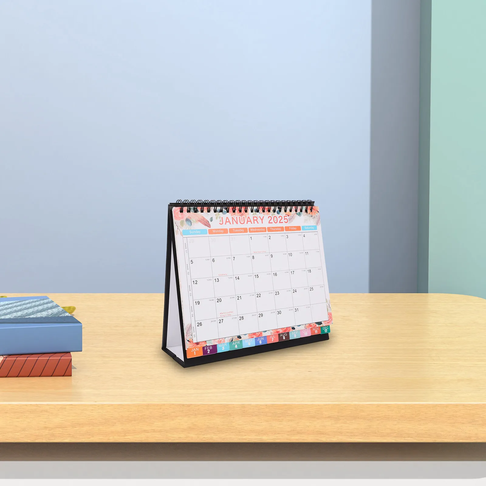 

2025 Standing Flip Desk Calendar English Version Small Size Spiral Monthly Planner Daily Schedule Organizer Office School Desk