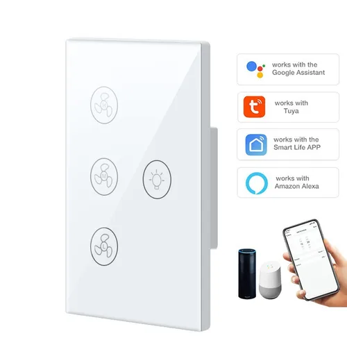 Tuya Wifi interruptor inteligente ventilador luz lámpara de ventilador de techo interruptor ajuste de velocidad aplicación Control de voz Alexa Google Home con cable neutro