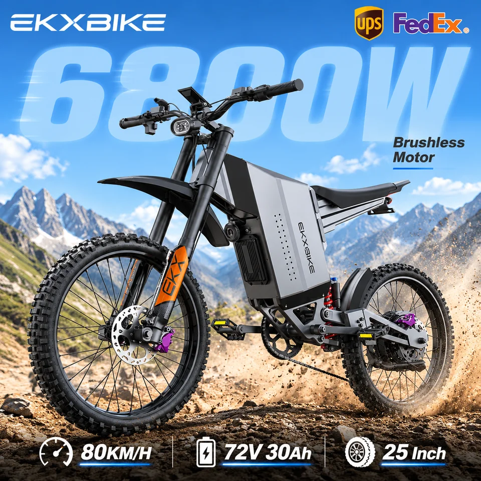 EKXBIKE GTS/X22 Electric Motorcycle 72V30AH Battery Off-Road 8000W Peak 85Kmh Mountainous Aluminium Electric Bike for Adults image 2