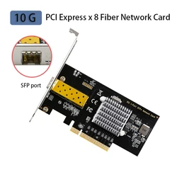 Tarjeta PCIE de juego PCI Express x 8 para juegos de escritorio, adaptable, Ethernet rápida de 10000M, 10G, puerto único, tarjeta Lan SFP, tarjeta de red de fibra