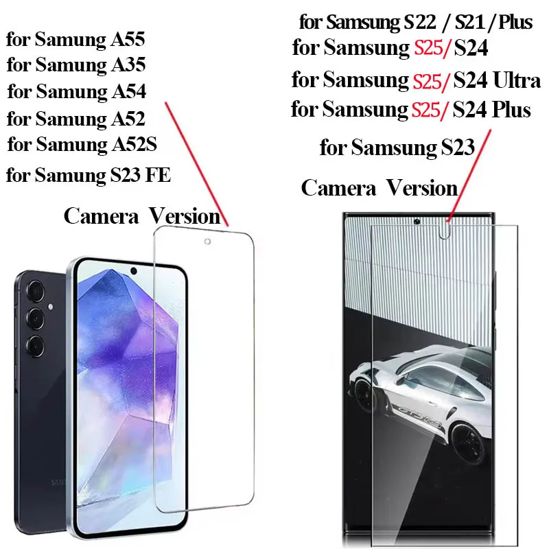 Protector de pantalla HD para Samsung Galaxy S25 S24 S23 S22, vidrio templado para Samsung A15 A35 A55 A16, película protectora 5