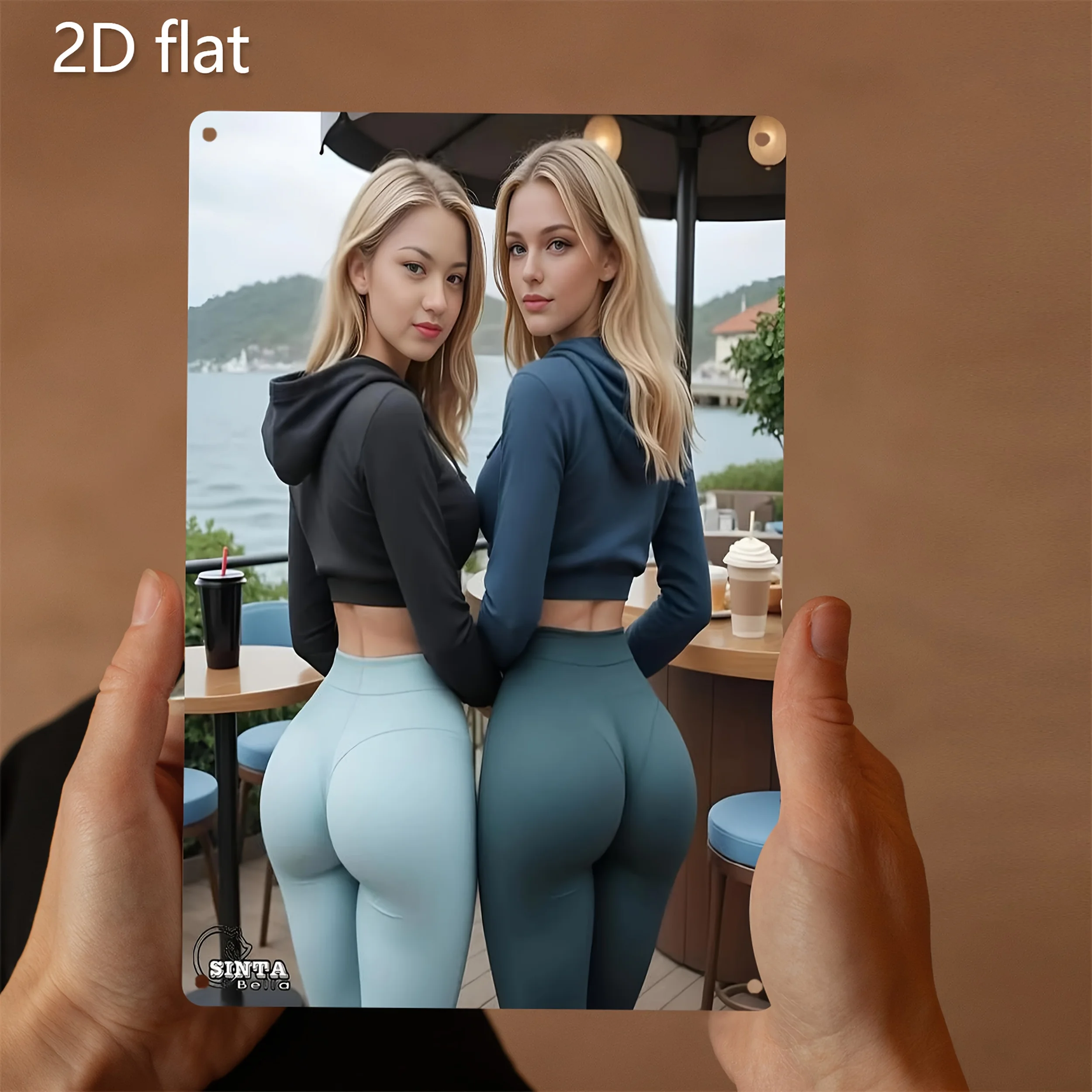 

Cafe Lady Metal Wall Art Blue Turquoise Vintage Iron Sign Home Decor