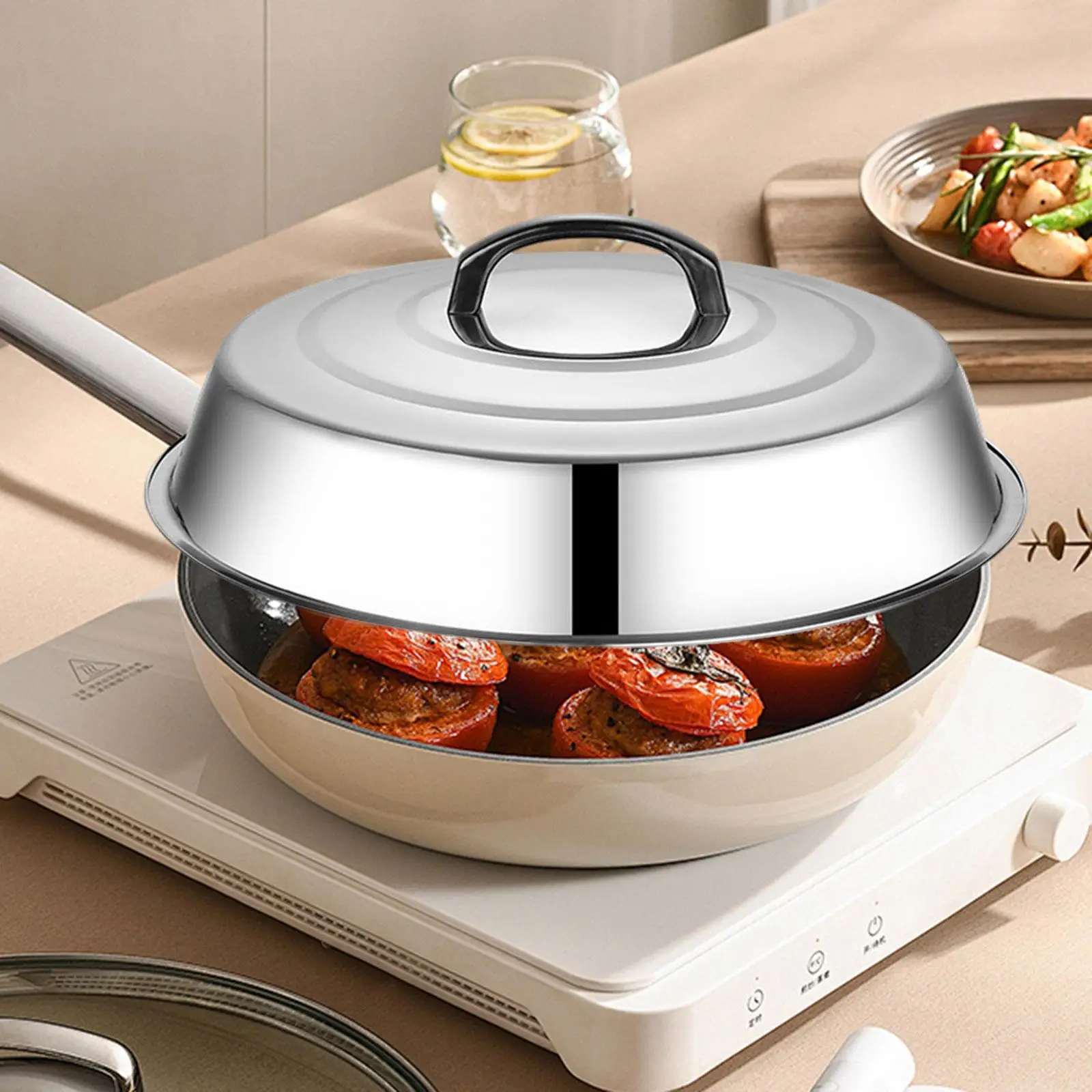 

Cooking Pot Lid Elevated Multifunction Frying Pot Cover Pan Lid Steaming Cover for Flat Top Steak Sandwiches Burgers Kitchen