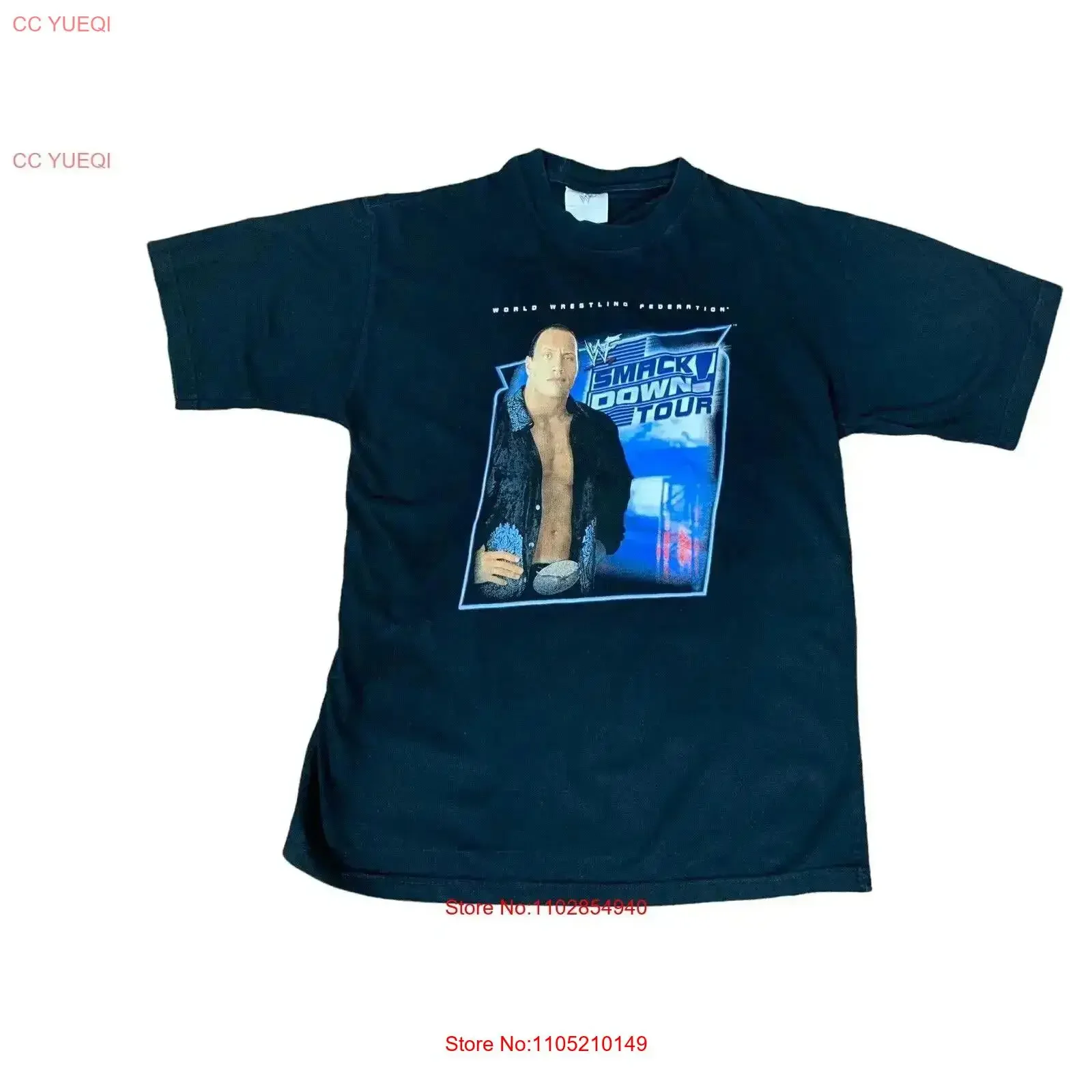 Vtg WWF Dwayne Johnson The Rock Smack Down Tour 2002 camiseta SZ XL VGUC vintage lavado transpirable streetwear ropa de diseñador