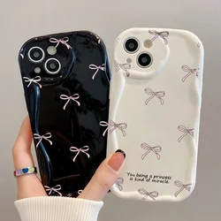 Bow Wavy Edge 3D Wave Phone Case For OPPO Reno 11 F 8 T 7 Z 6 5 4 Pro F23 F11 F9 4G 5G Soft Silicone Back Cover