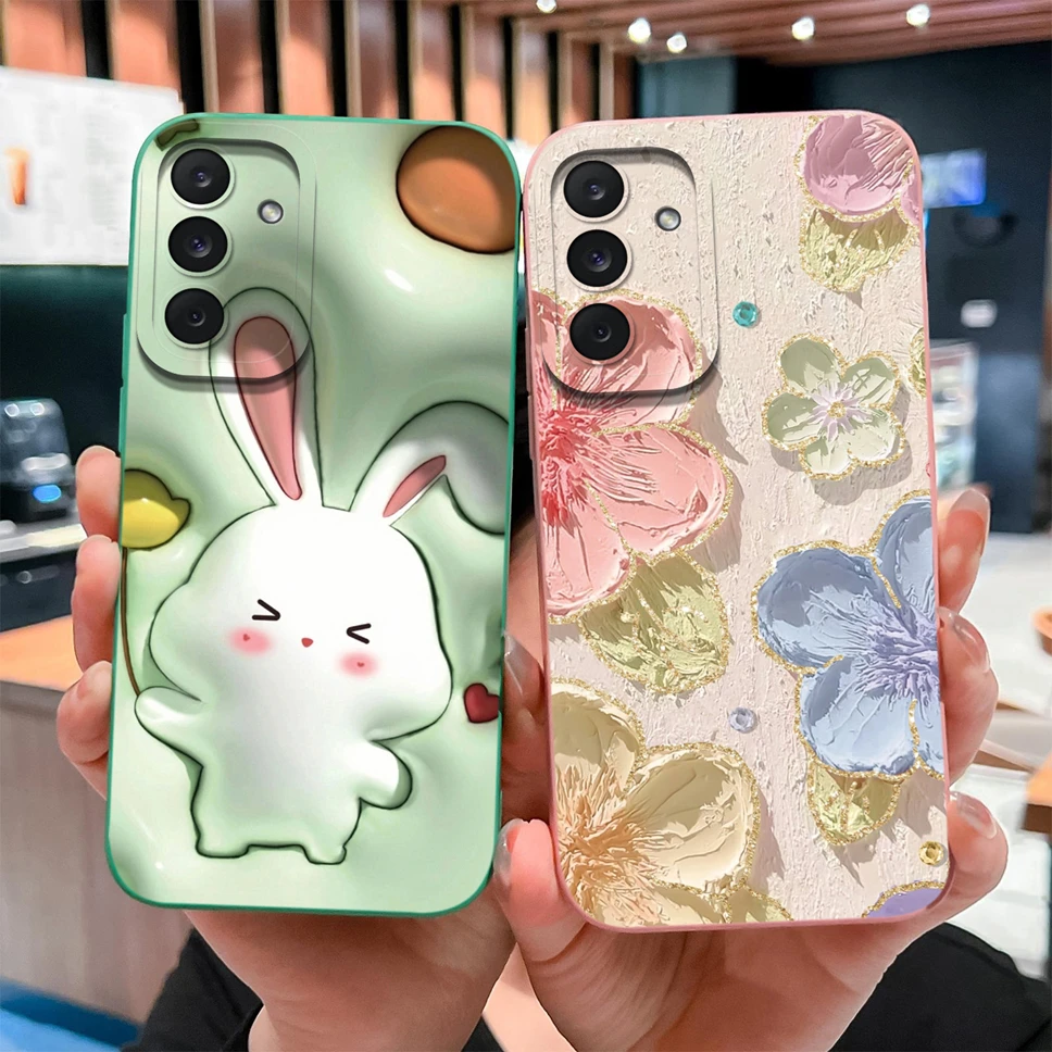 

For Samsung Galaxy M36 5G Phone Case Lovely Rabbit Cartoon Patterns Soft Liquid Silicone Back Covers For GalaxyM36 M 36 Fundas