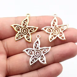 WYSIWYG 3pcs 33x30mm Flower Hollow Charm Pendants 3 Colors Hollow Carved Flower Charm Hollow Carved Flower Pendants