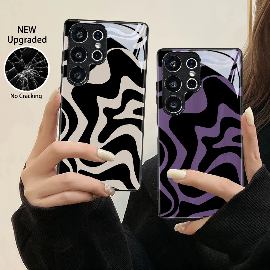 Colorful Wave Case For Samsung S23 S24 S21 S20 S25 FE S22 Plus Note 20 Ultra 5G Flexible Acrylic Glossy Phone Case