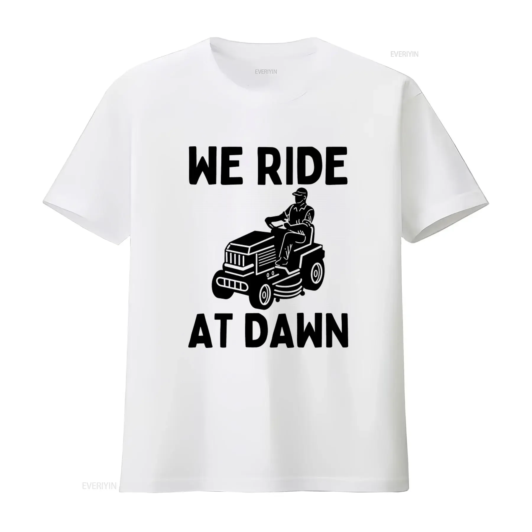 We Ride At Dawn Lawn Mower T Shirt Funny Landscaper Outdoors Birthday For Him vintage Washed designer clothes Stretched Soft